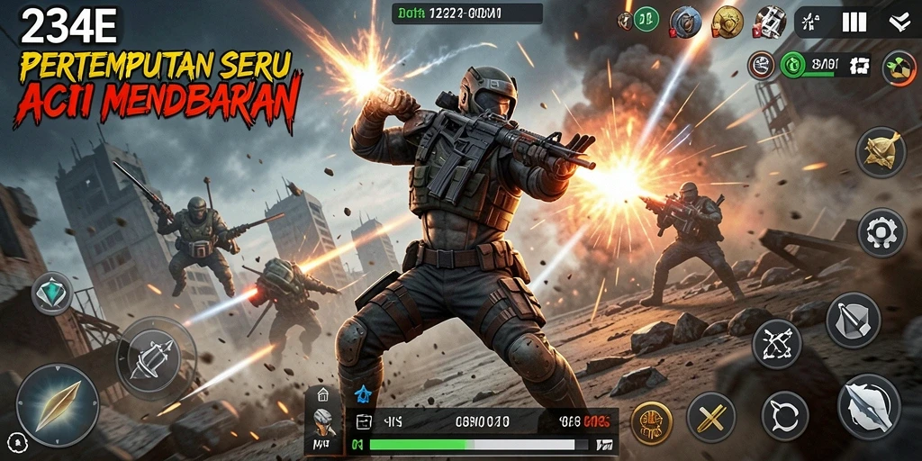Screenshot utama 234E menampilkan momen aksi yang mendebarkan.