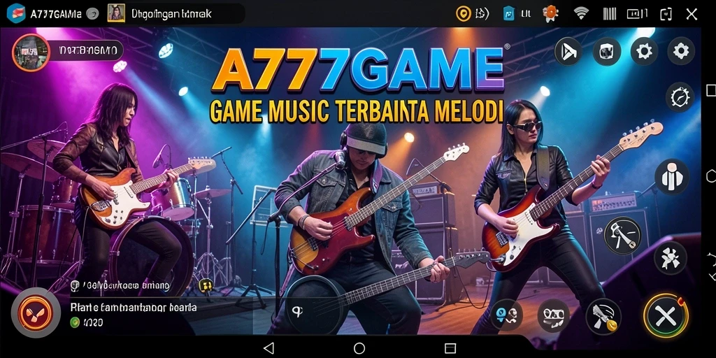Tangkapan layar A777GAME menunjukkan gameplay musik yang seru dan interaktif.