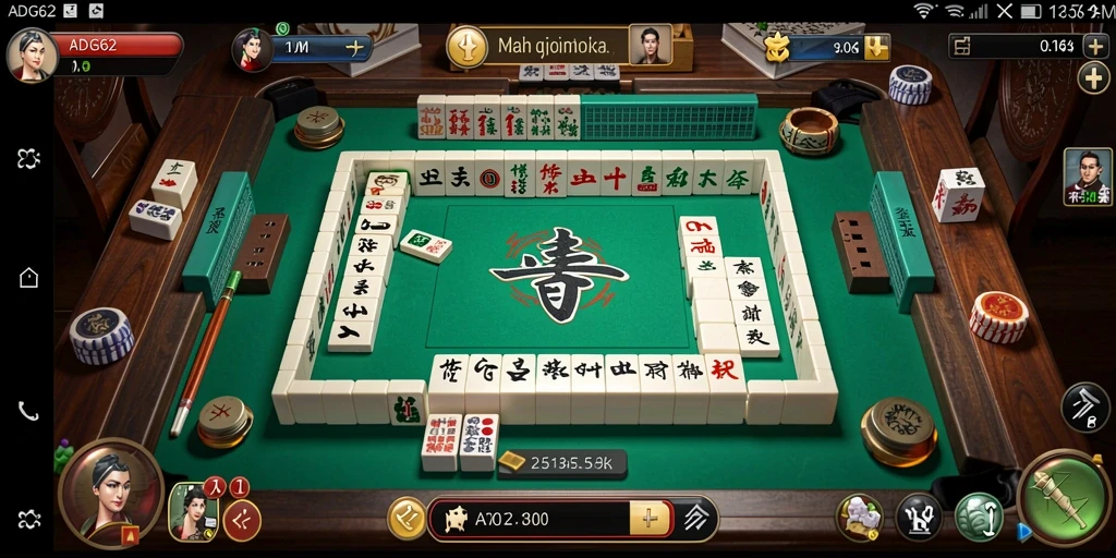 Tangkapan layar dari permainan Mahjong ADG62 dengan strategi menarik.