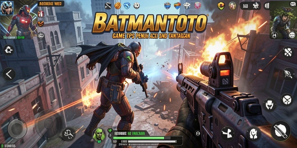 Tampilan gameplay menegangkan di BATMANTOTO dengan aksi tembak menembak.