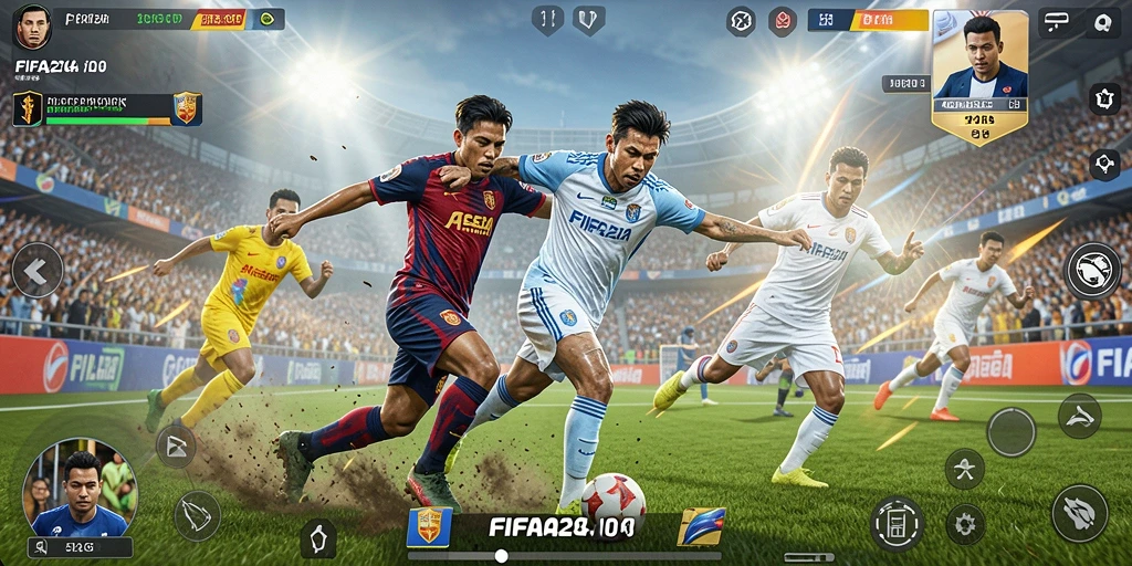 Screenshot menunjukkan gameplay intens dan grafis memukau dari FIFA234.