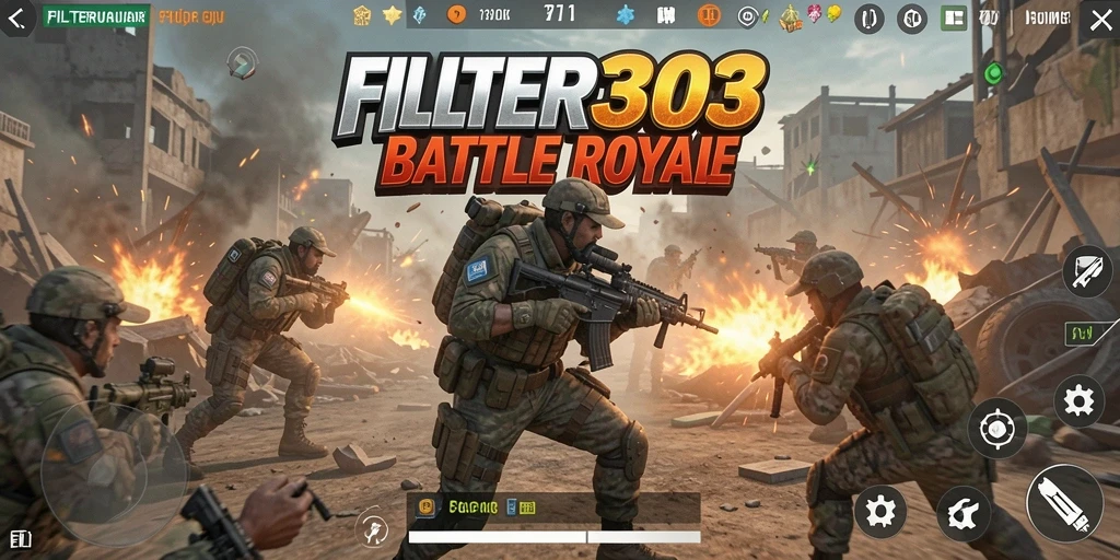 Gameplay seru dalam FILTER303 dengan aksi pertempuran Battle Royale yang mendebarkan.