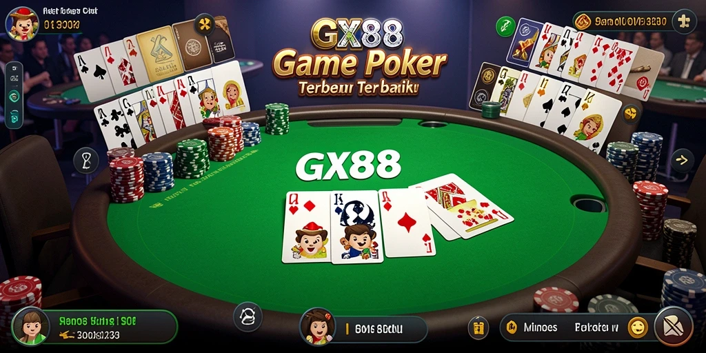 Tampilan gameplay GX88 dengan aksi poker yang seru.