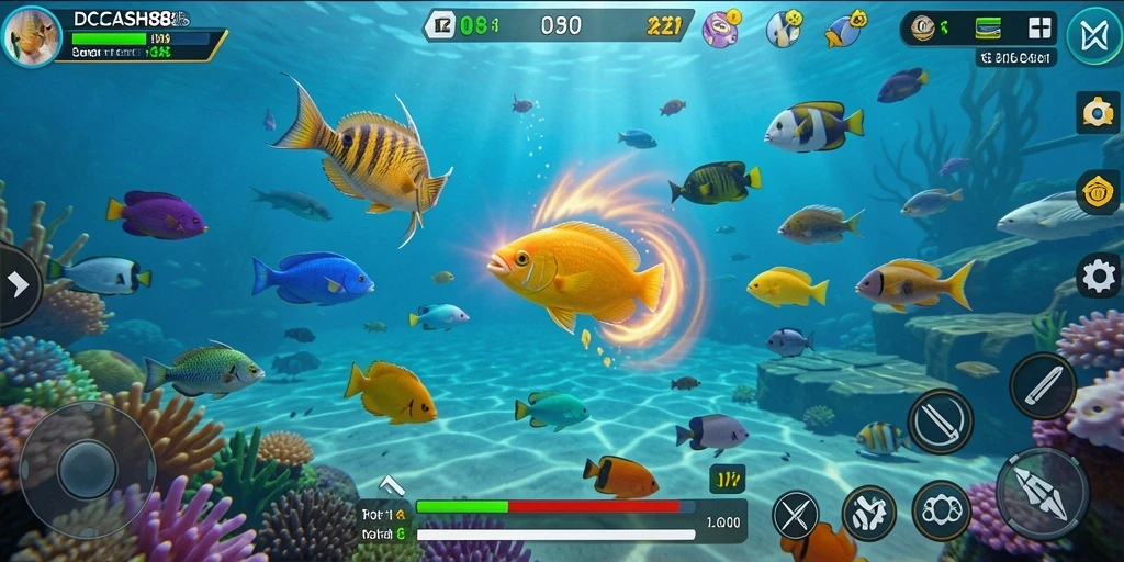 Tampilan gameplay menembak ikan yang seru di IDCASH88.