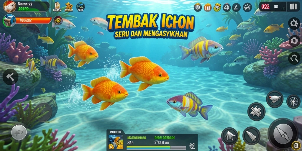 Tampilannya menampilkan aksi menembak ikan yang seru dan menggembirakan.