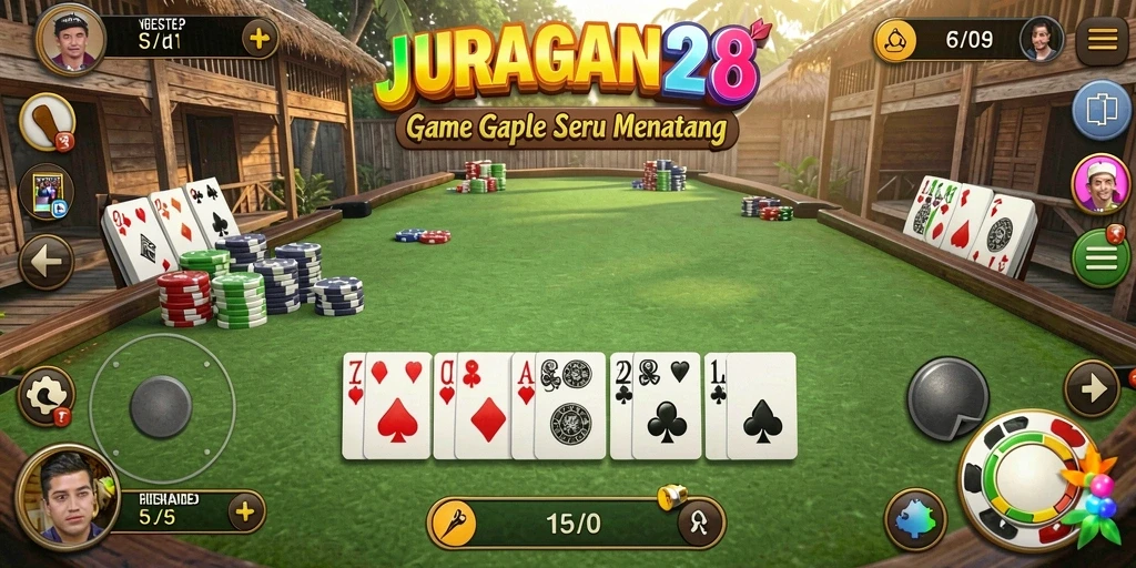 Tampilan gameplay Gaple yang seru dan interaktif di JURAGAN28.