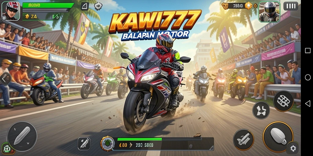 Gameplay seru KAWI777 dengan balapan motor yang mendebarkan.