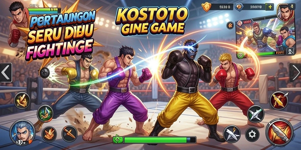 Tampilan gameplay KOSTOTO yang penuh aksi dan strategi pertarungan.