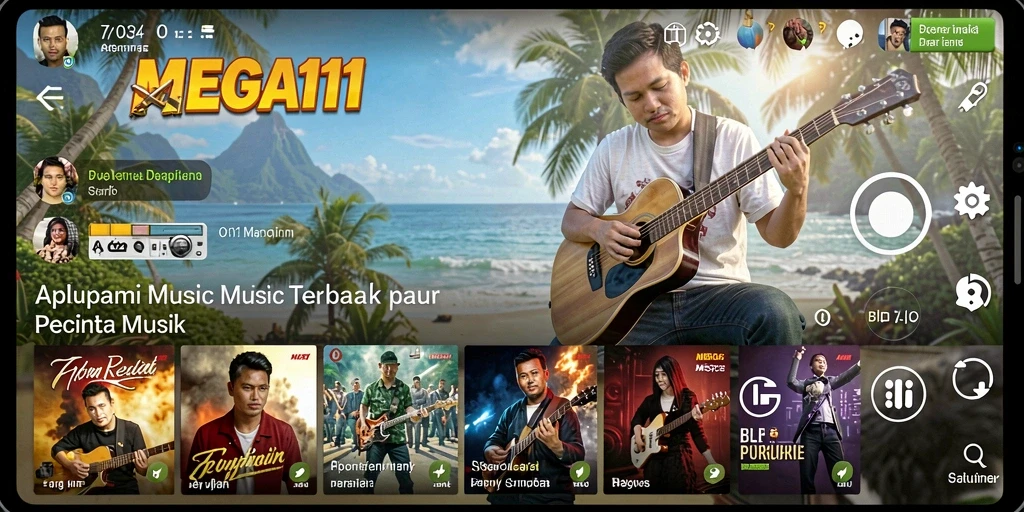 Screenshot MEGA111 menampilkan antarmuka interaktif dan gameplay musik yang menyenangkan.