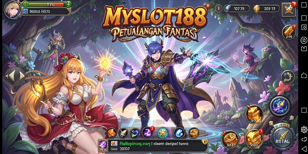 Tangkapan layar utama MYSLOT188 menampilkan karakter anime dalam aksi.