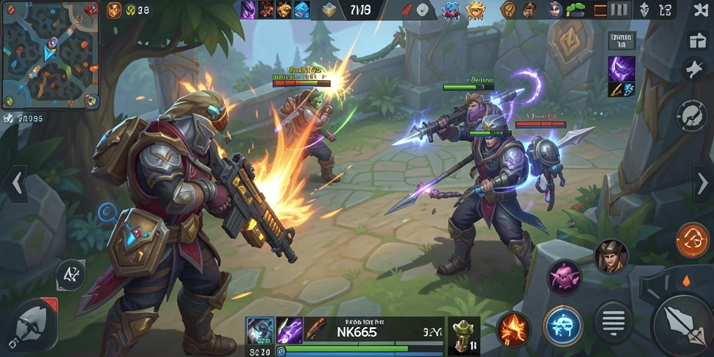 Gameplay seru NK666 dalam pertempuran MOBA yang intens.