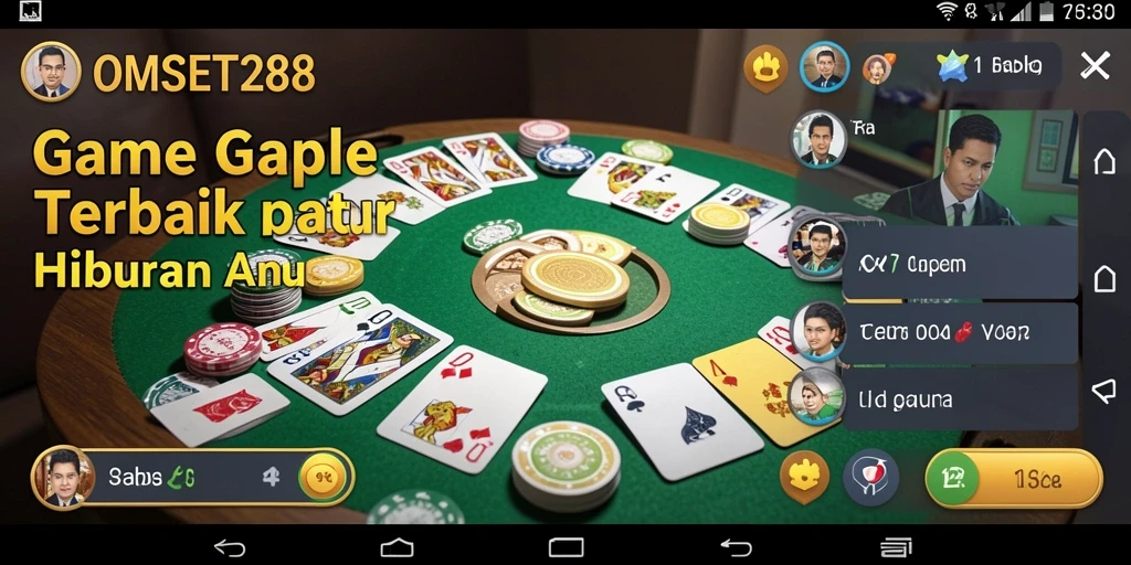 Tangkapan layar gameplay OMSET288 menampilkan suasana permainan Gaple yang seru.