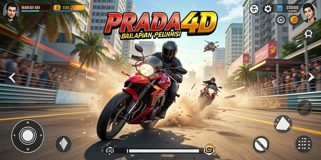 Tampilan menarik dari gameplay balapan motor PRADA4D.