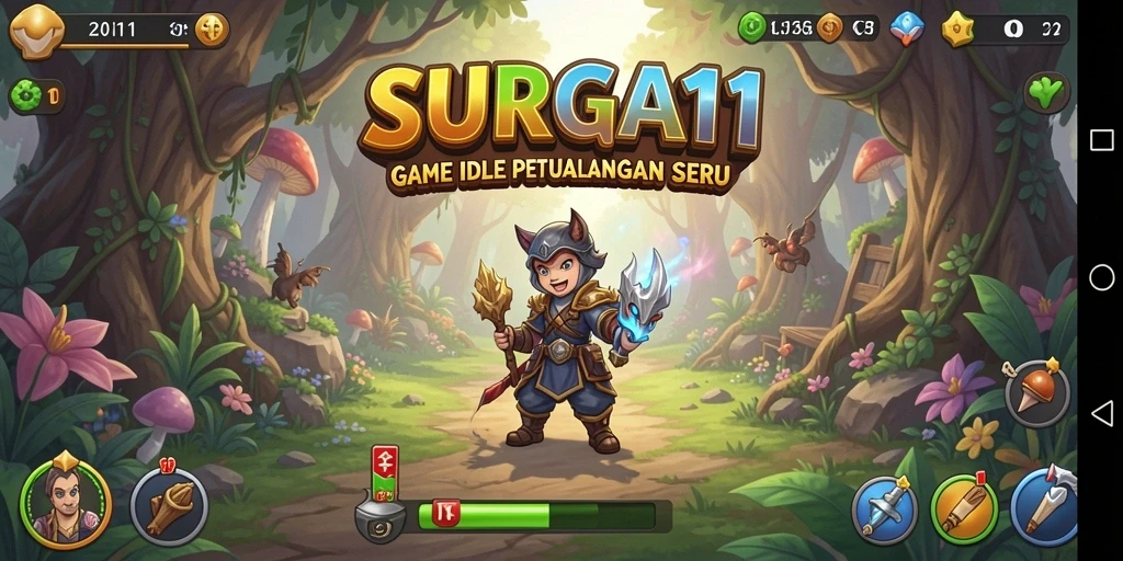 Tampilan gameplay SURGA11 dengan karakter dan pertarungan yang menarik.