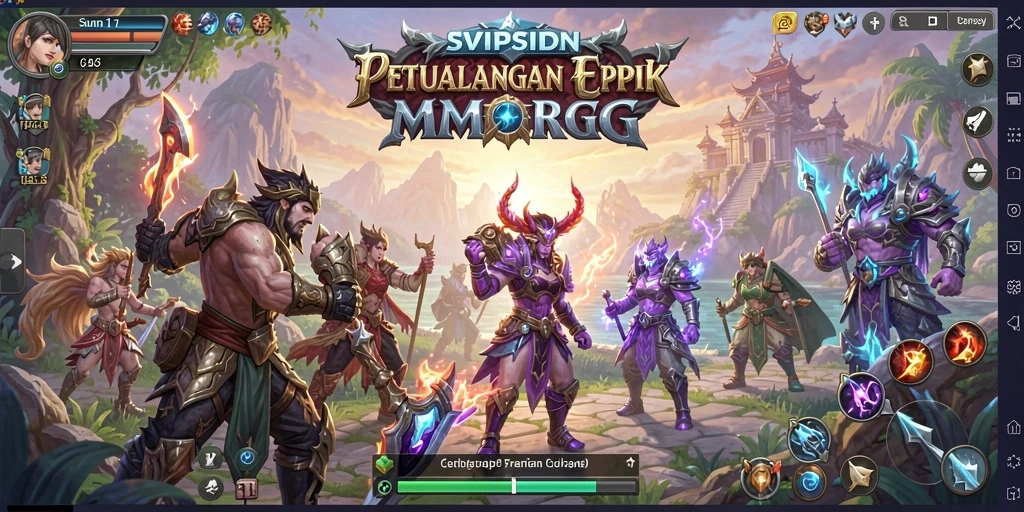 Screenshot gameplay SVIPSIDN yang menampilkan pertempuran epik dalam dunia MMORPG.