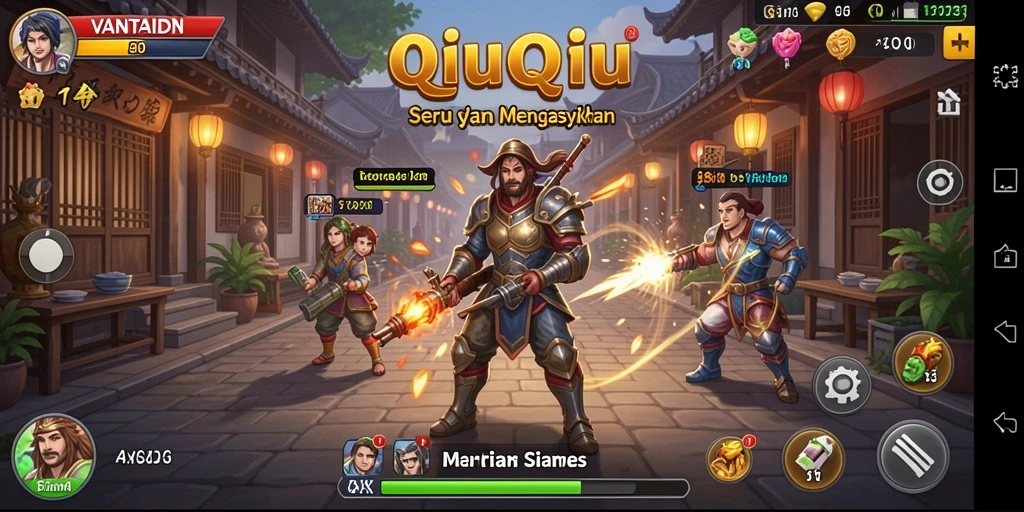 Tampilan gameplay seru dalam VANTAIDN yang menampilkan duel QiuQiu.