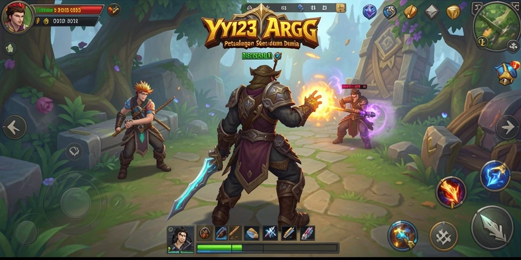 Tangkapan layar gameplay yang menggambarkan pertarungan epik di YY123.